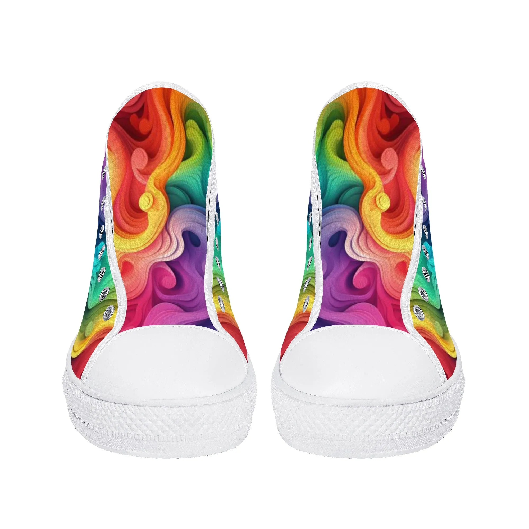 Rainbow Swirl Womens High Top Canvas Shoes