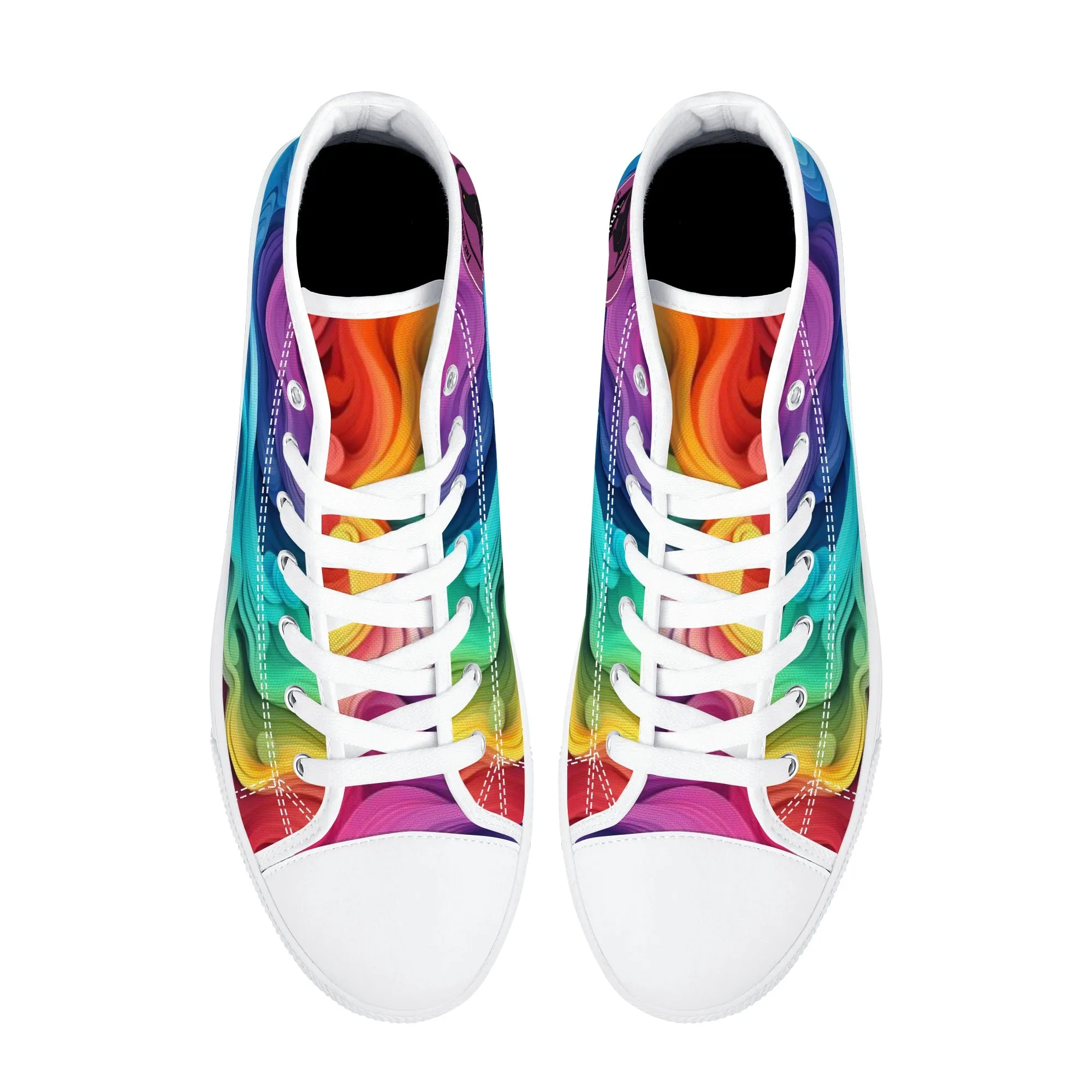 Rainbow Swirl Womens High Top Canvas Shoes