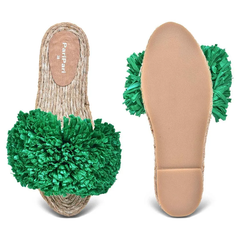 Rhim Jhim Sandals Kelly Green-Open Toes Flats
