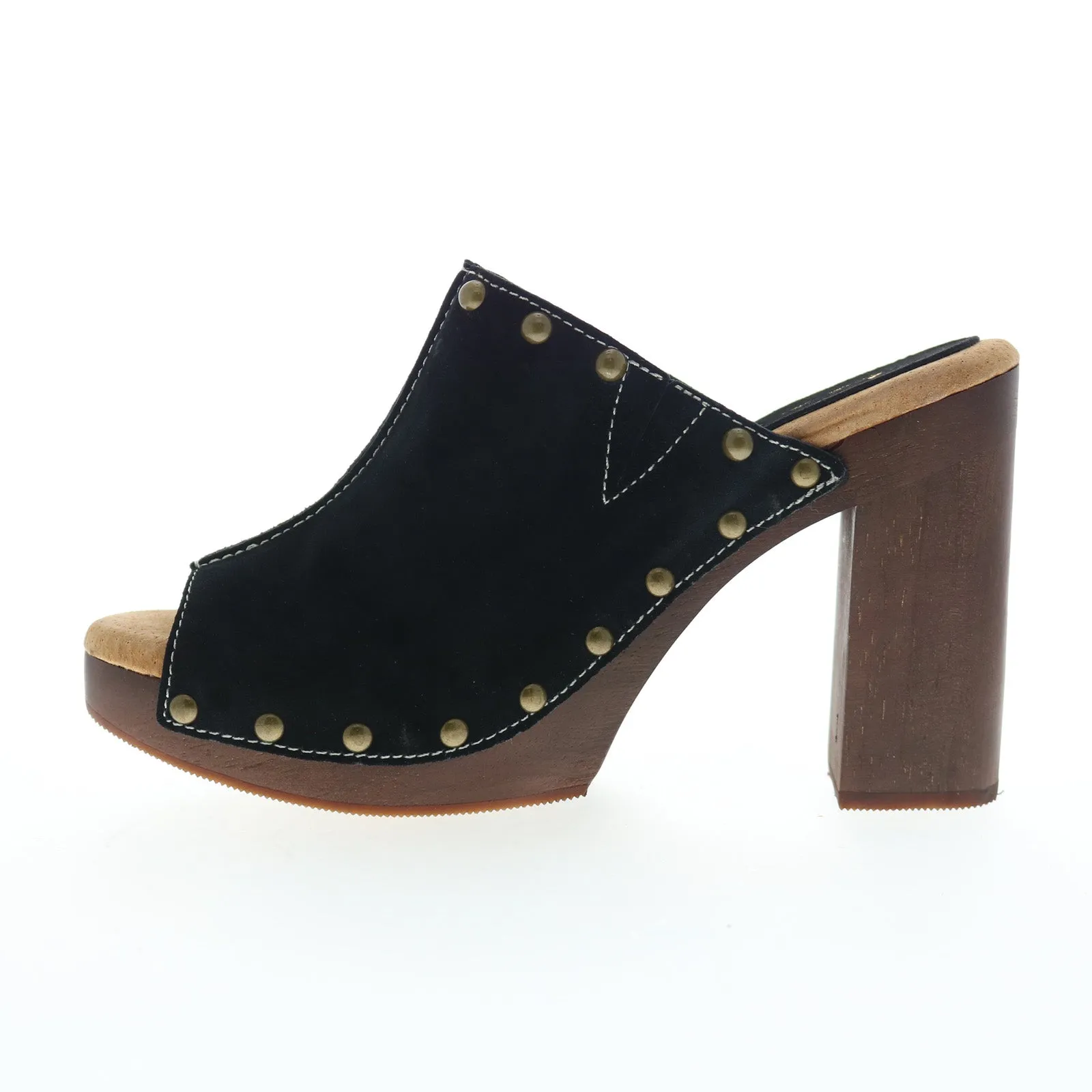 Sbicca Crowley PS113 Womens Black Suede Slip On Mule Sandals Shoes