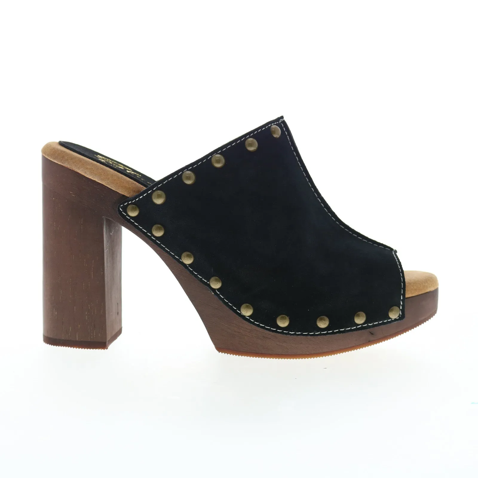Sbicca Crowley PS113 Womens Black Suede Slip On Mule Sandals Shoes