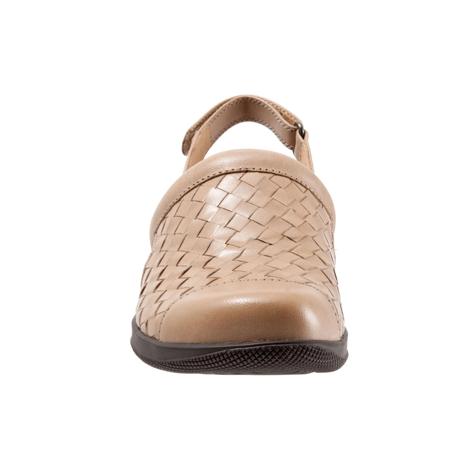 Softwalk Salina Woven S1365-102 Womens Brown Leather Strap Clog Flats Shoes