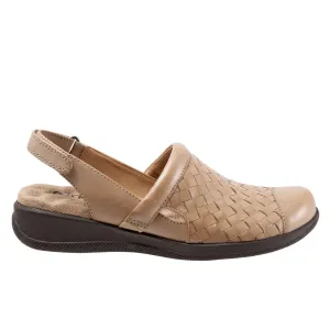 Softwalk Salina Woven S1365-102 Womens Brown Leather Strap Clog Flats Shoes