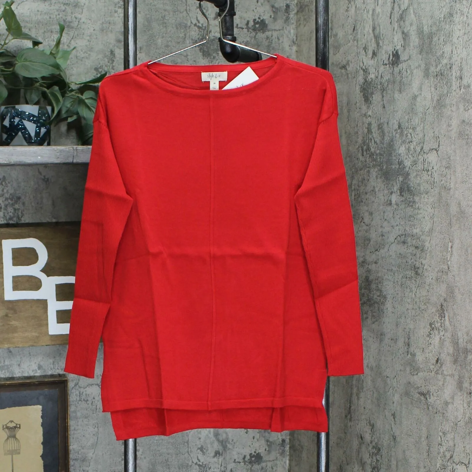 Style & Co Women's Seamed Rib Sleeve Tunic Sweater