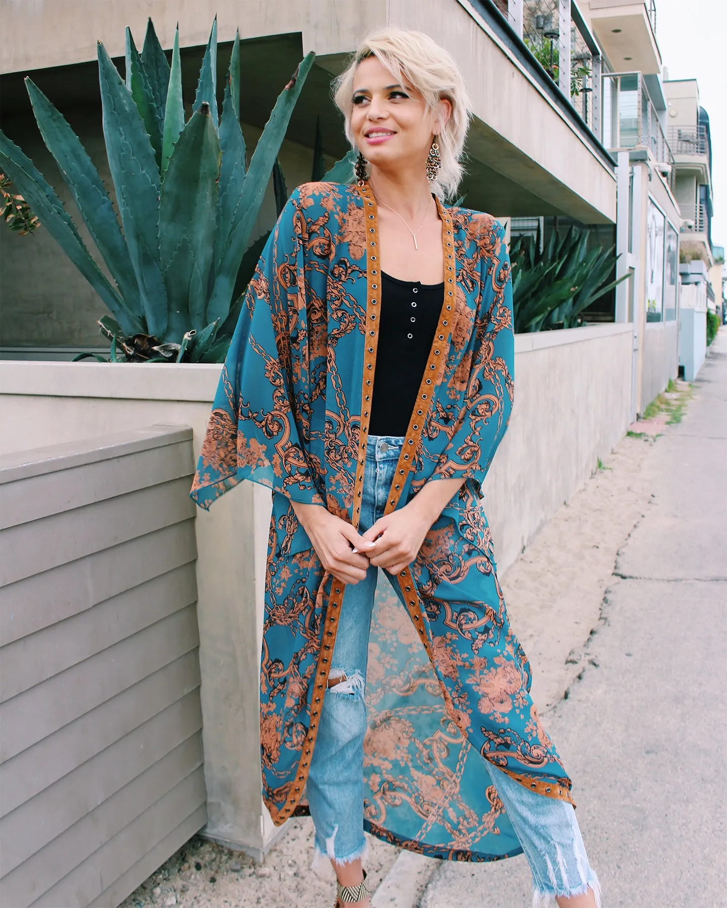 Teal Baroque Kimono