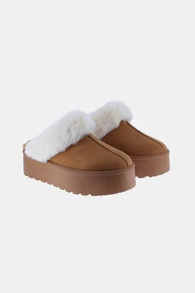 Thick Bottom Fur Trim Slip-ons