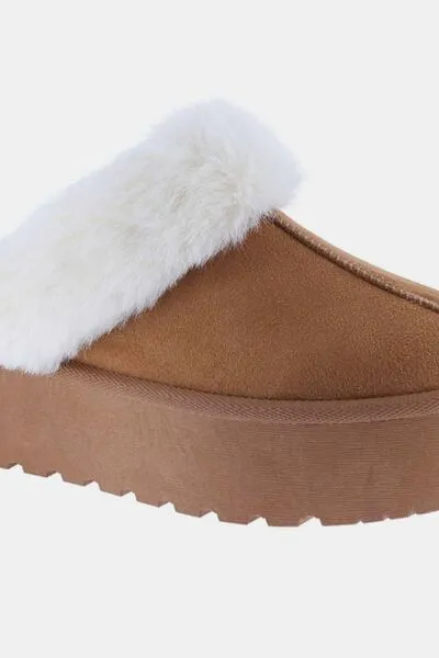 Thick Bottom Fur Trim Slip-ons