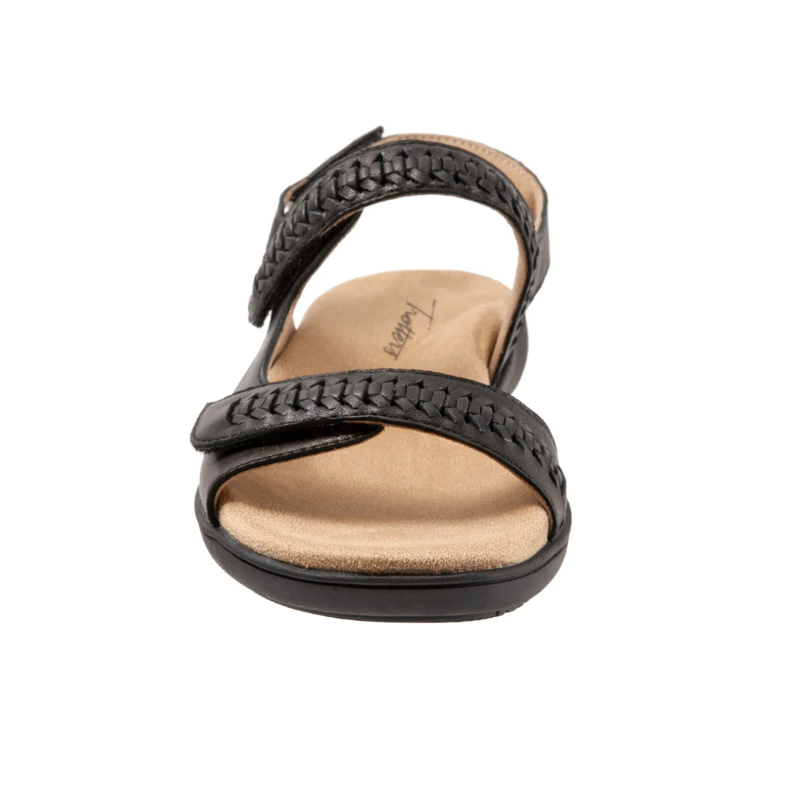Trotters Romi Woven T2232-001 Womens Black Narrow Strap Sandals Shoes