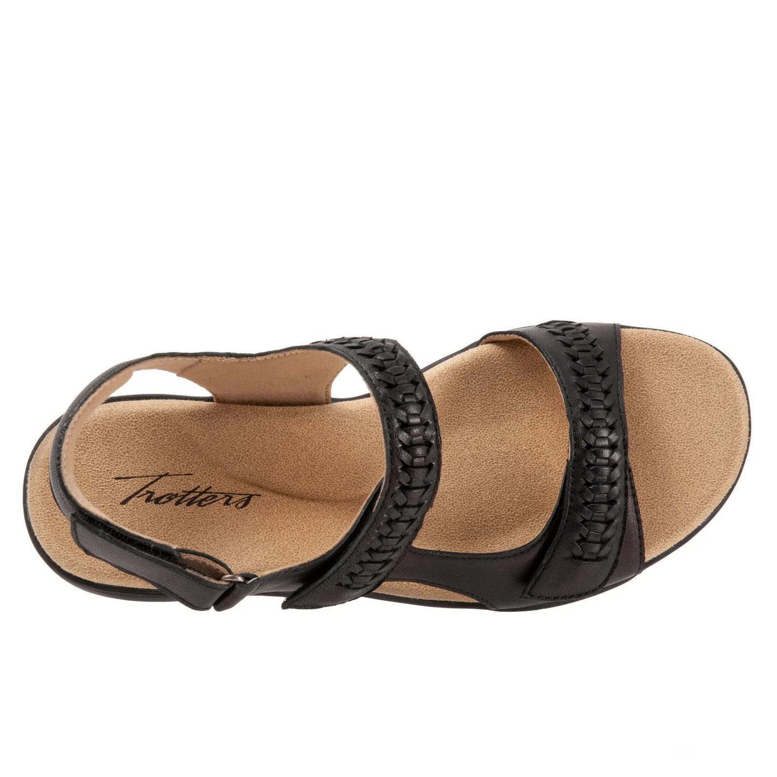 Trotters Romi Woven T2232-001 Womens Black Narrow Strap Sandals Shoes