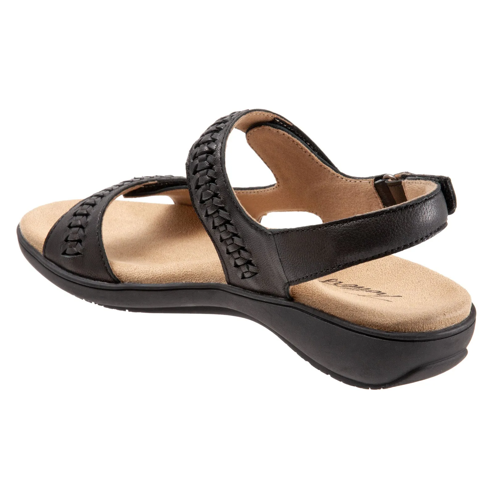 Trotters Romi Woven T2232-001 Womens Black Narrow Strap Sandals Shoes