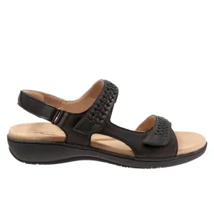 Trotters Romi Woven T2232-001 Womens Black Narrow Strap Sandals Shoes