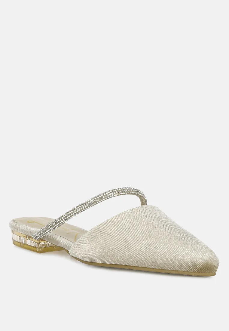 Turnon Velvet Diamante Detail Flat Mules By Ruw