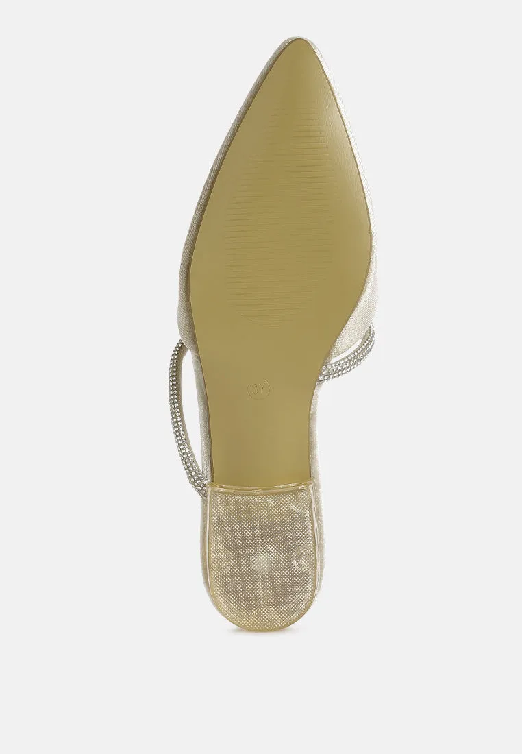 Turnon Velvet Diamante Detail Flat Mules By Ruw