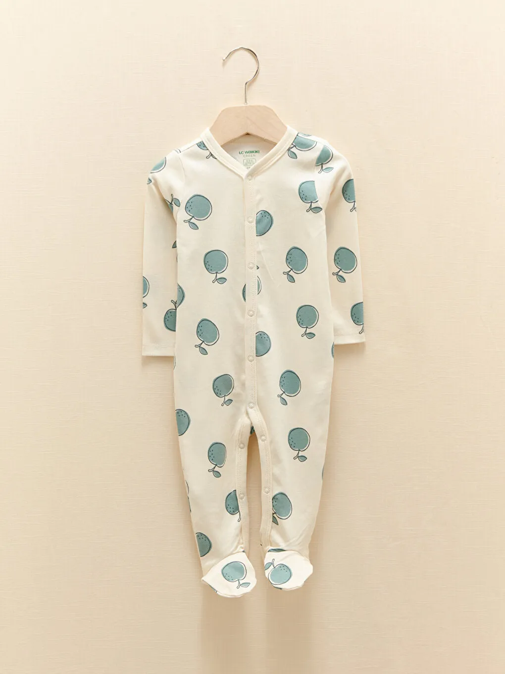 V-neck Long Sleeve Printed Organic Cotton Baby Girl Jumpsuit 2-pack