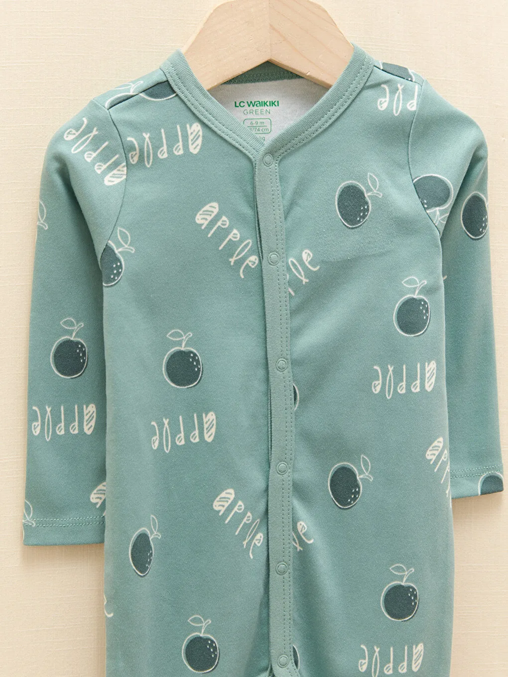 V-neck Long Sleeve Printed Organic Cotton Baby Girl Jumpsuit 2-pack