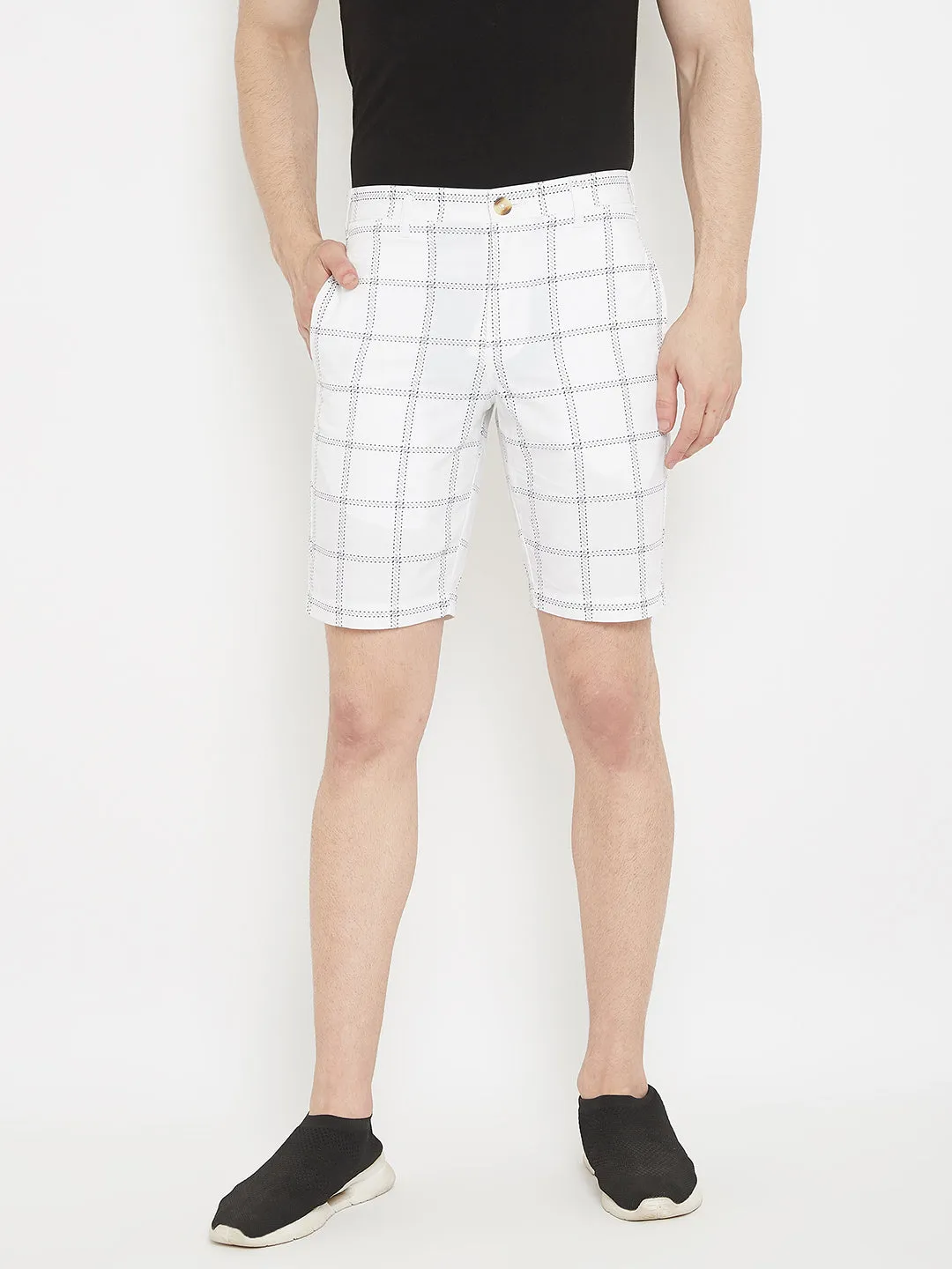 White Checked shorts