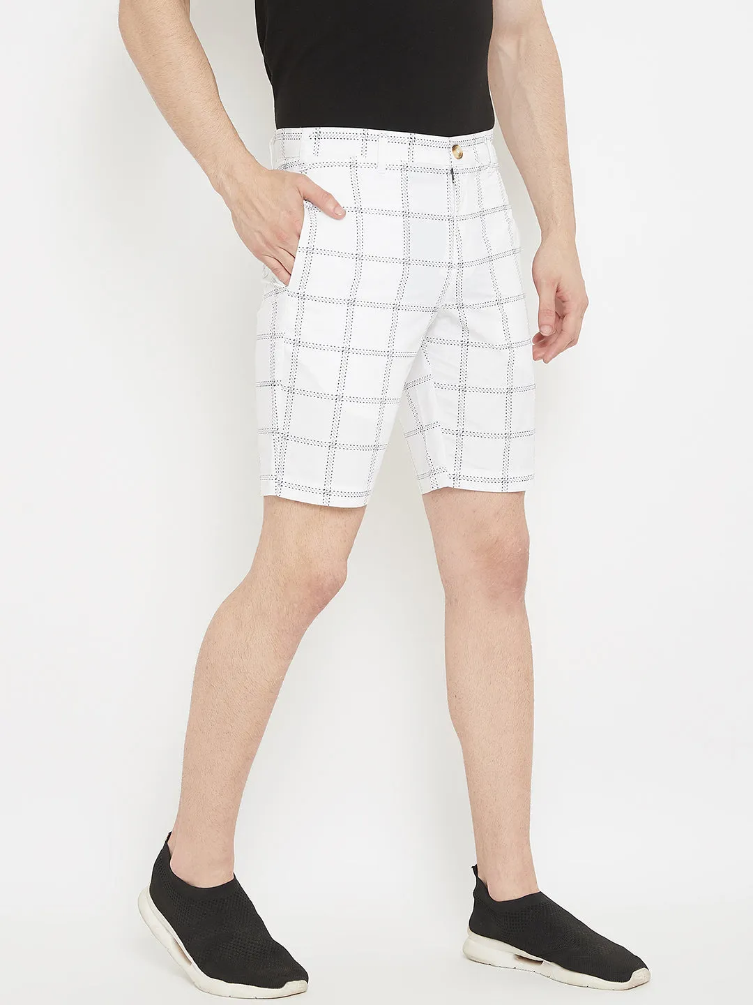 White Checked shorts