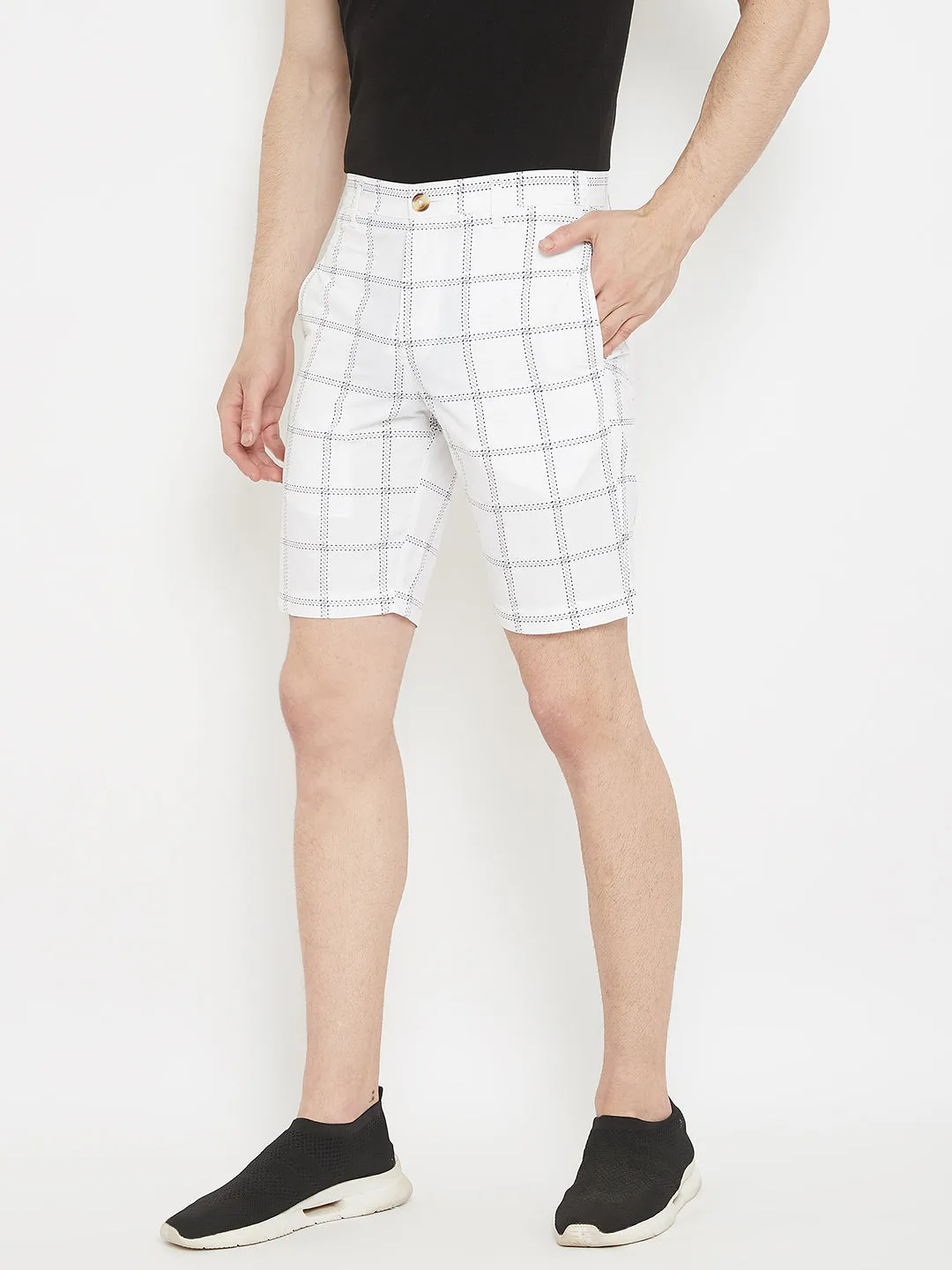 White Checked shorts