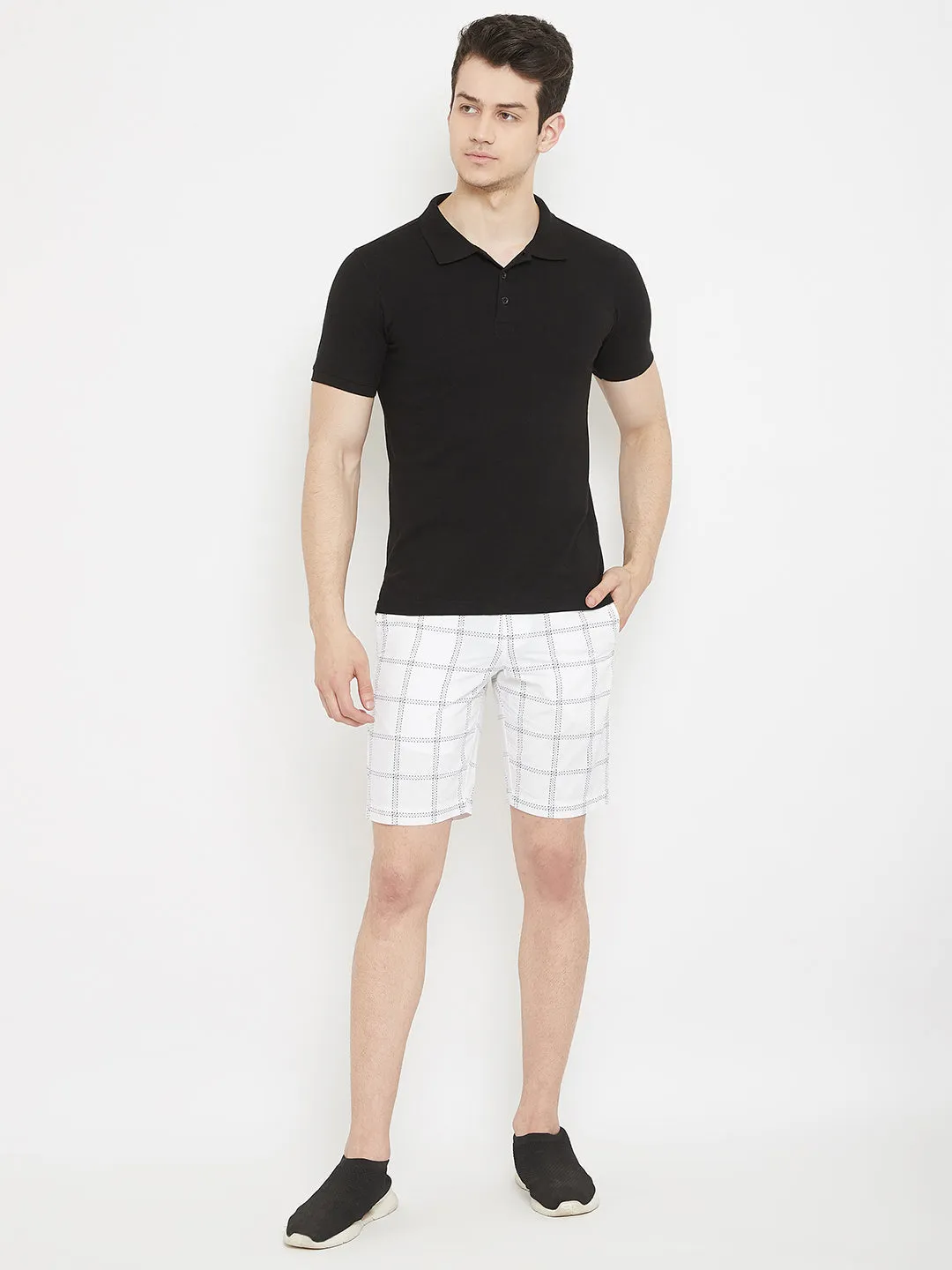 White Checked shorts