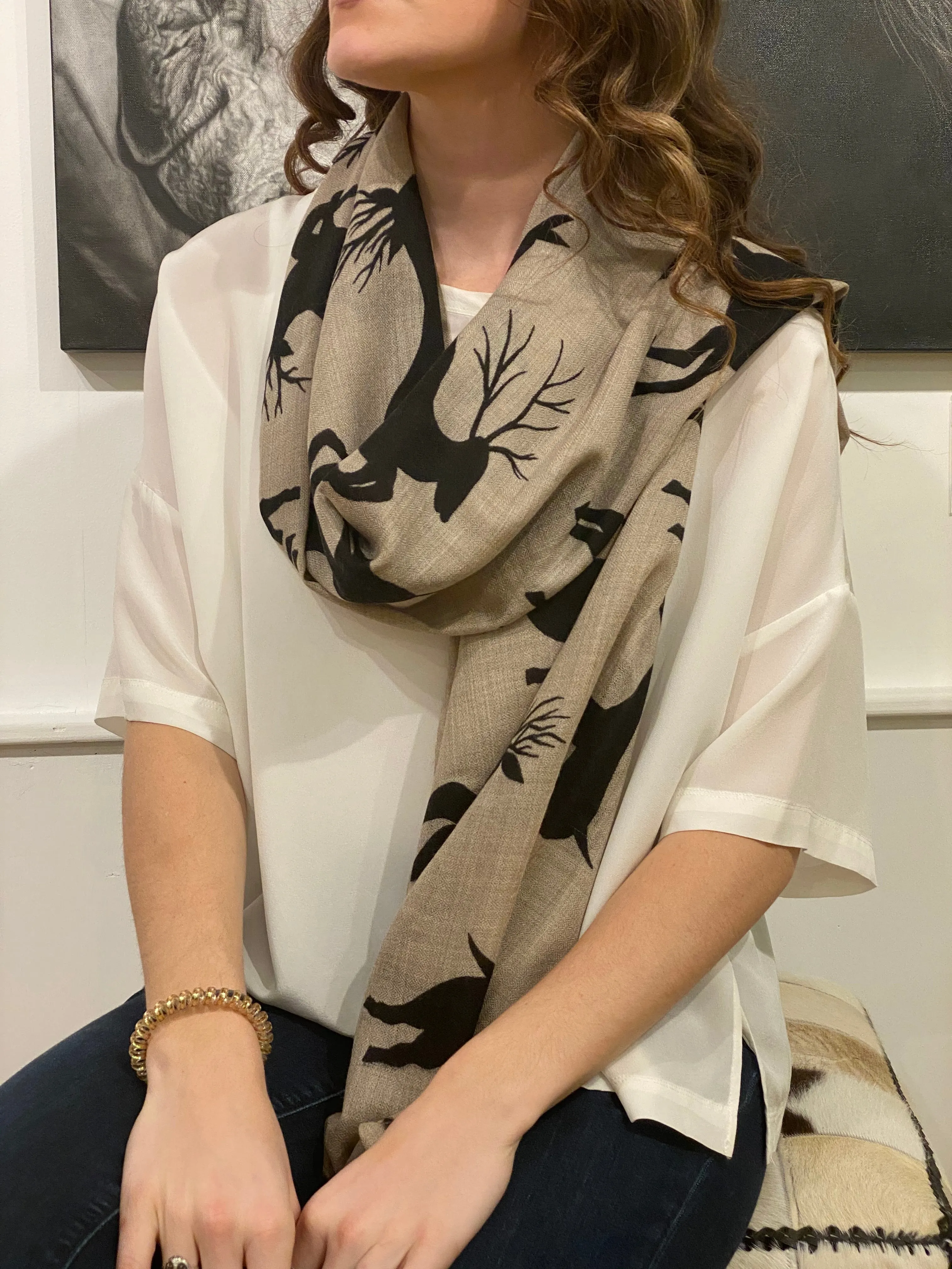 WOVEN CASHMERE PRINTED SCARF